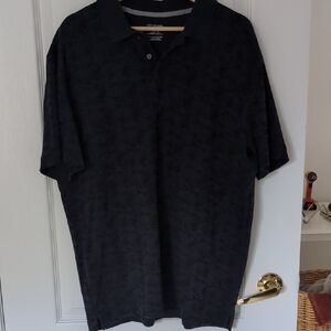 Van Heusen Classic Dark Blue Polo Shirt With Black Pattern